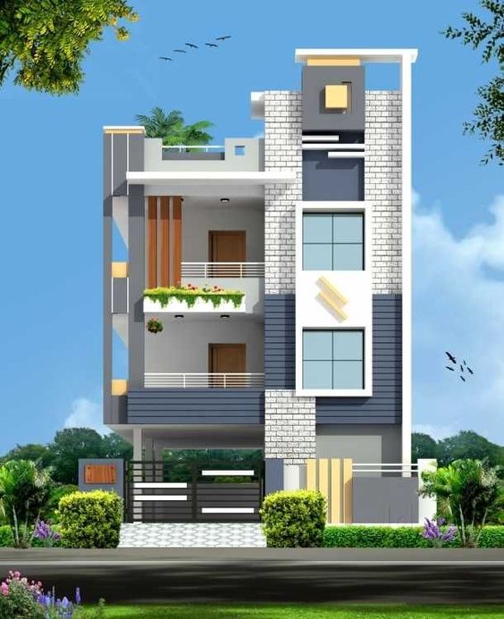Indian house front elevation designs - siri designer collections