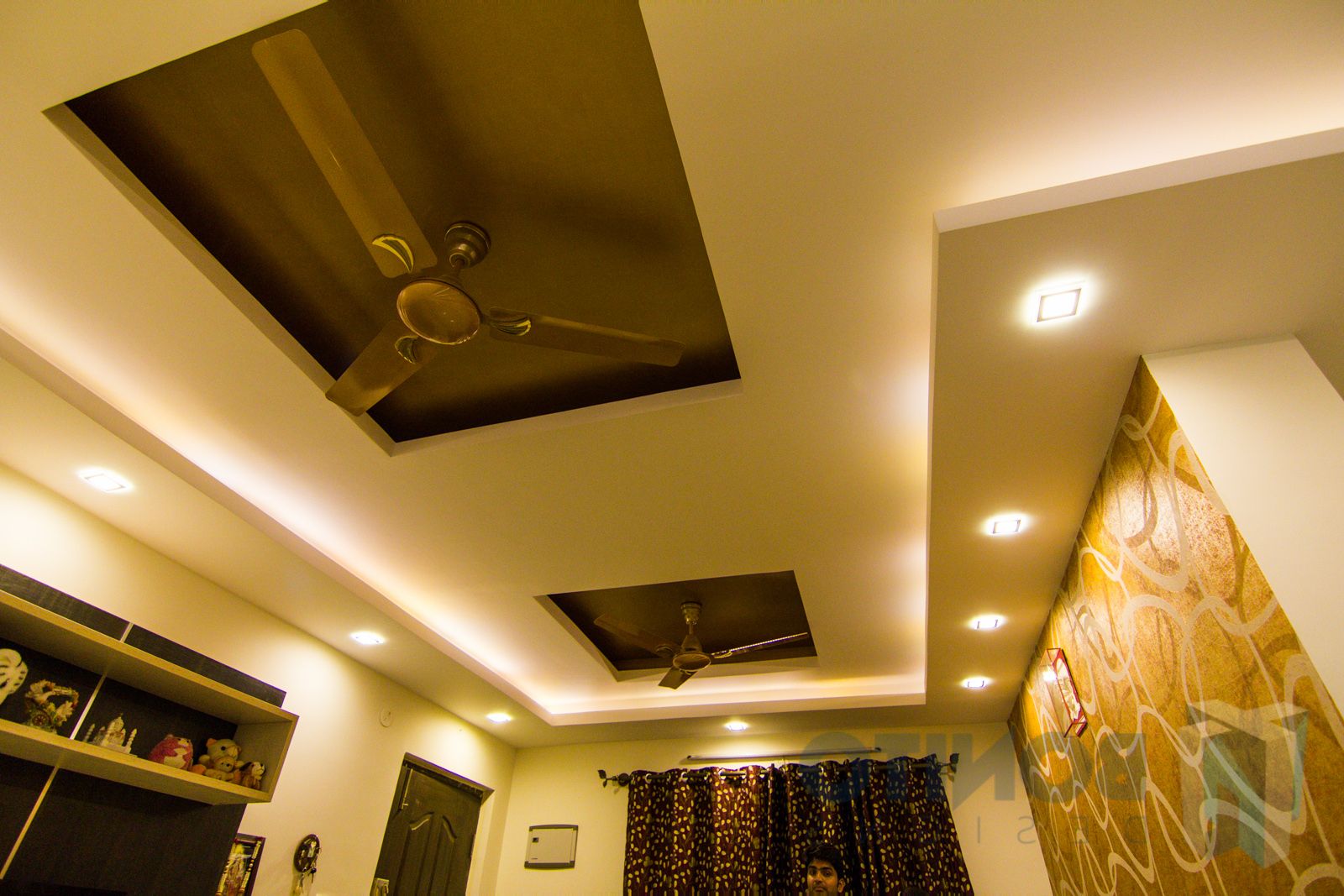 Latest false ceiling designs for new house - siri designer collections Two Ceiling Fans In One Room